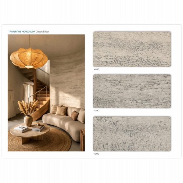 Travertine Monocolor colour card page with shade samples